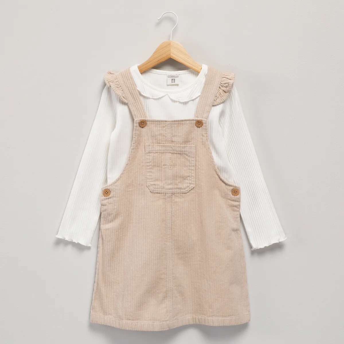CONIGLIO - Jardinera Cotelé Mas Polera Niña Coniglio