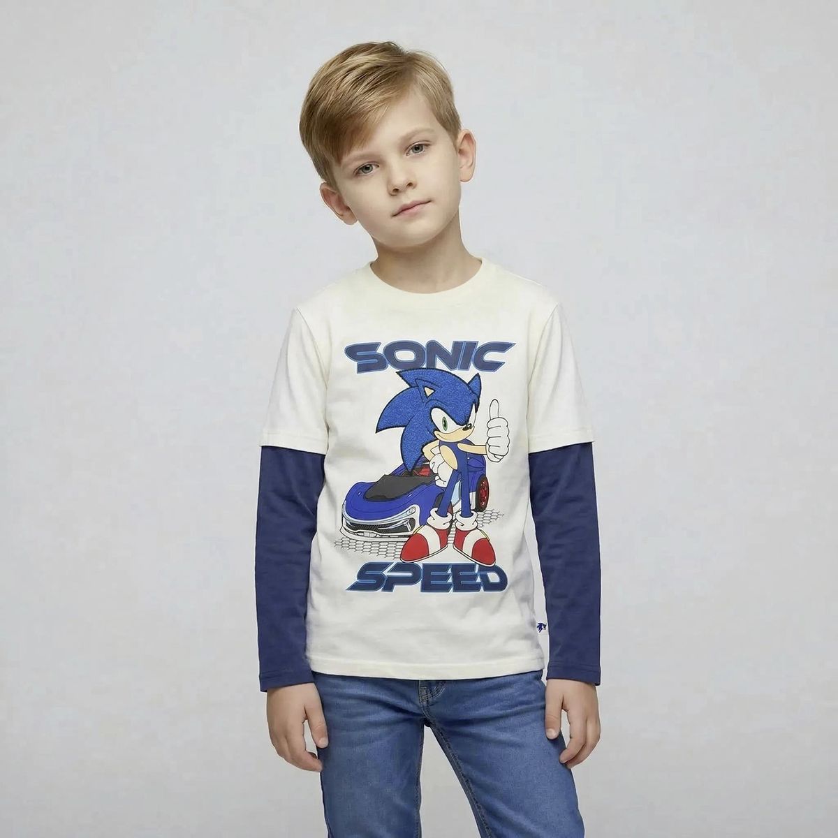 SONIC - Polera Manga Larga Algodón Niño Sonic