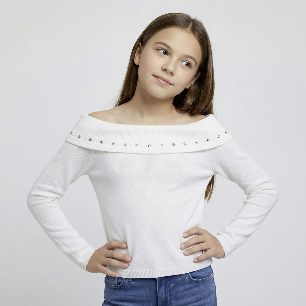 ELEVEN - Sweater Niña Cuello Bote Eleven