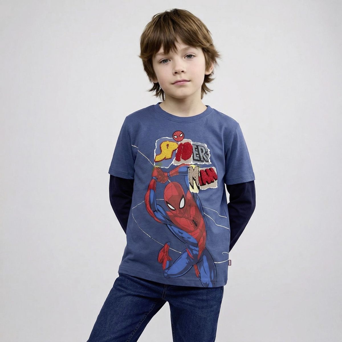 SPIDER MAN - Polera Manga Larga Algodón Niño Spider-Man