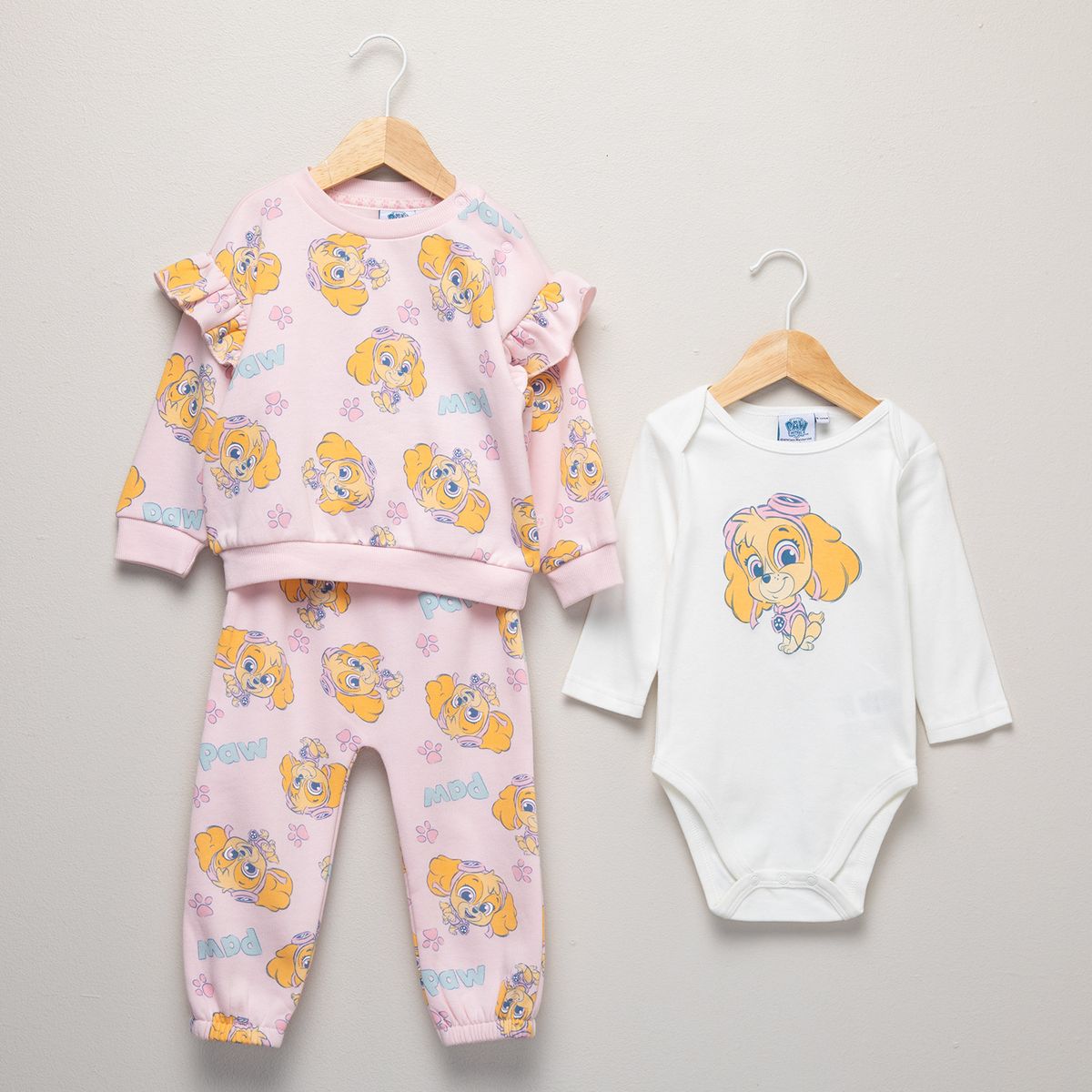 PAW PATROL - Conjunto Bebe Poleron Más Pantalon De Buzo Y Body Paw Patrol