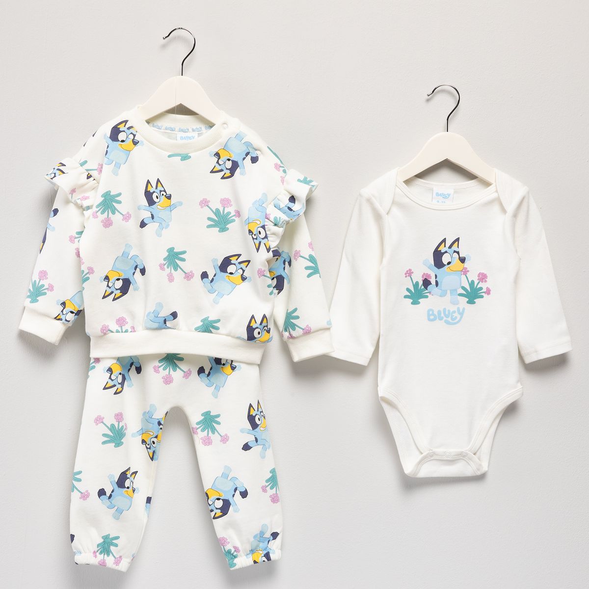 BLUEY - Conjunto Bebe Poleron Más Pantalon De Buzo Y Body Bluey
