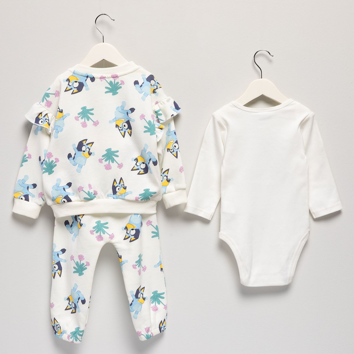 BLUEY - Conjunto Bebe Poleron Más Pantalon De Buzo Y Body Bluey