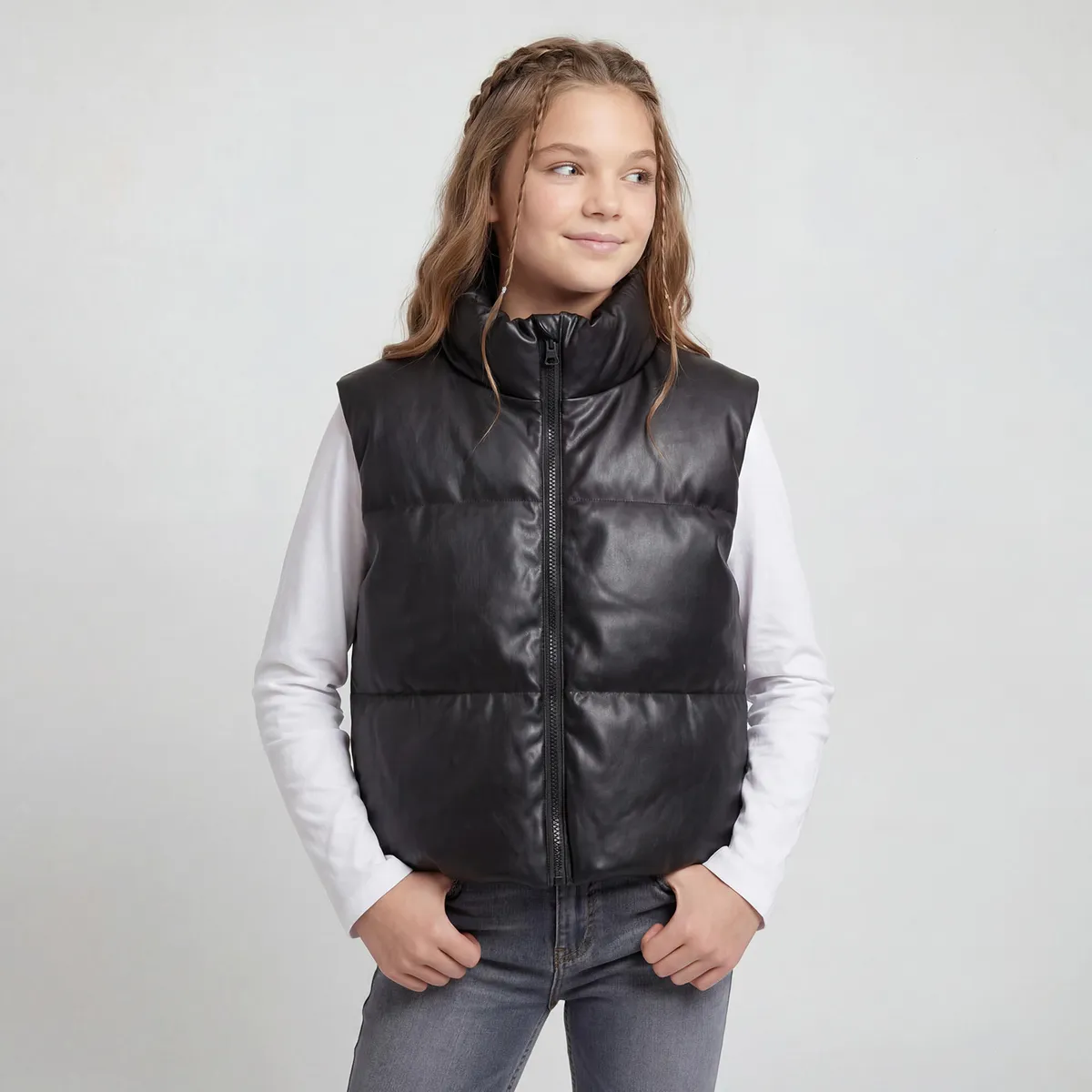 ELEVEN - Parka Niña Sin Mangas Efecto Cuero Eleven