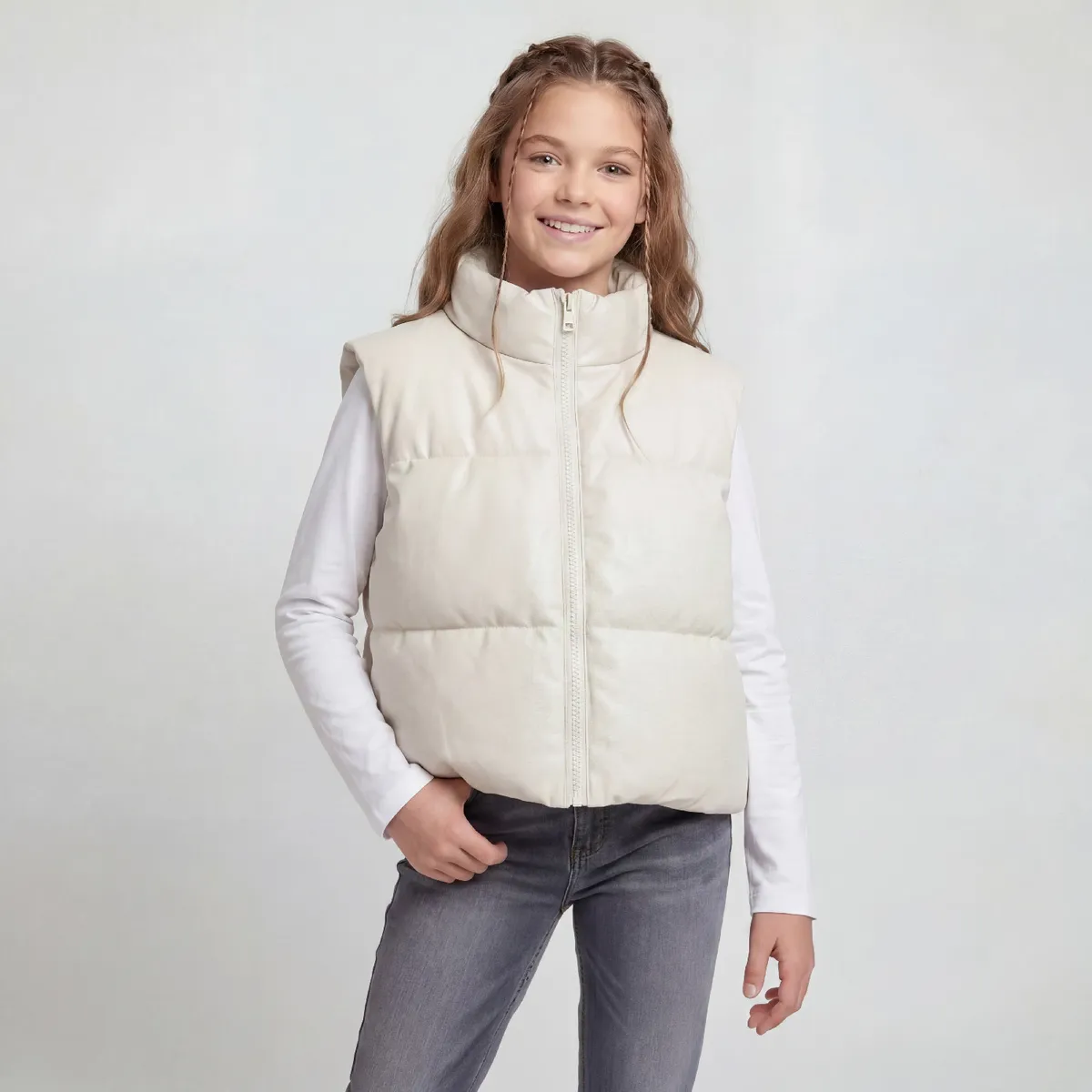 ELEVEN - Parka Niña Sin Mangas Efecto Cuero Eleven