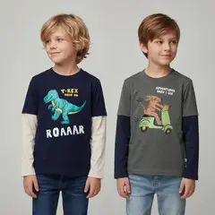 YAMP - Pack de 2 Poleras Niño Manga Larga Algodón