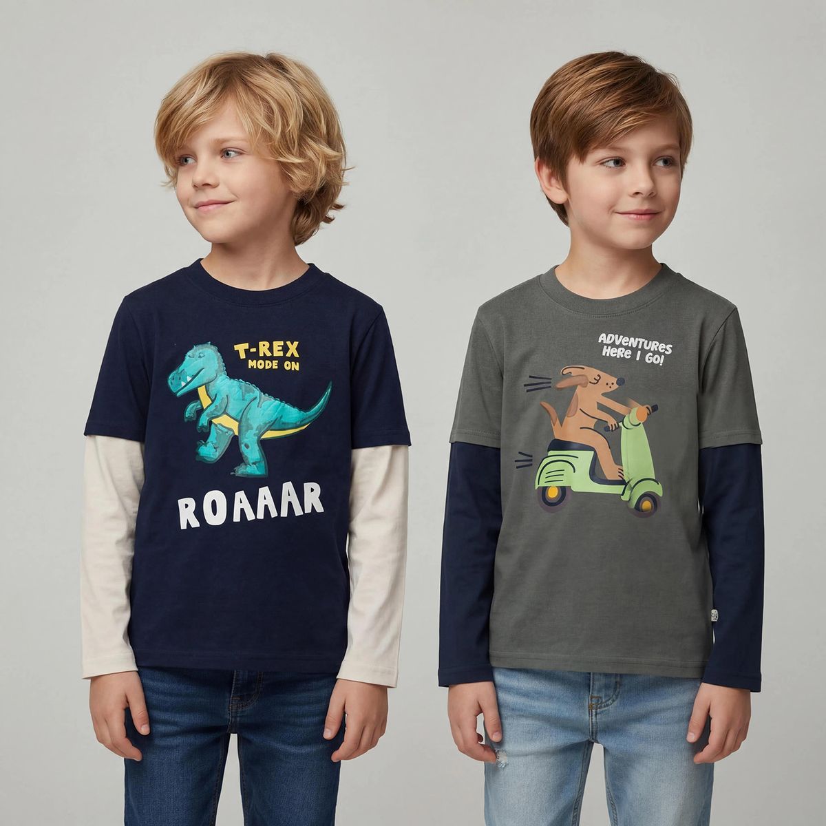 YAMP - Pack de 2 Poleras Niño Manga Larga Algodón Yamp