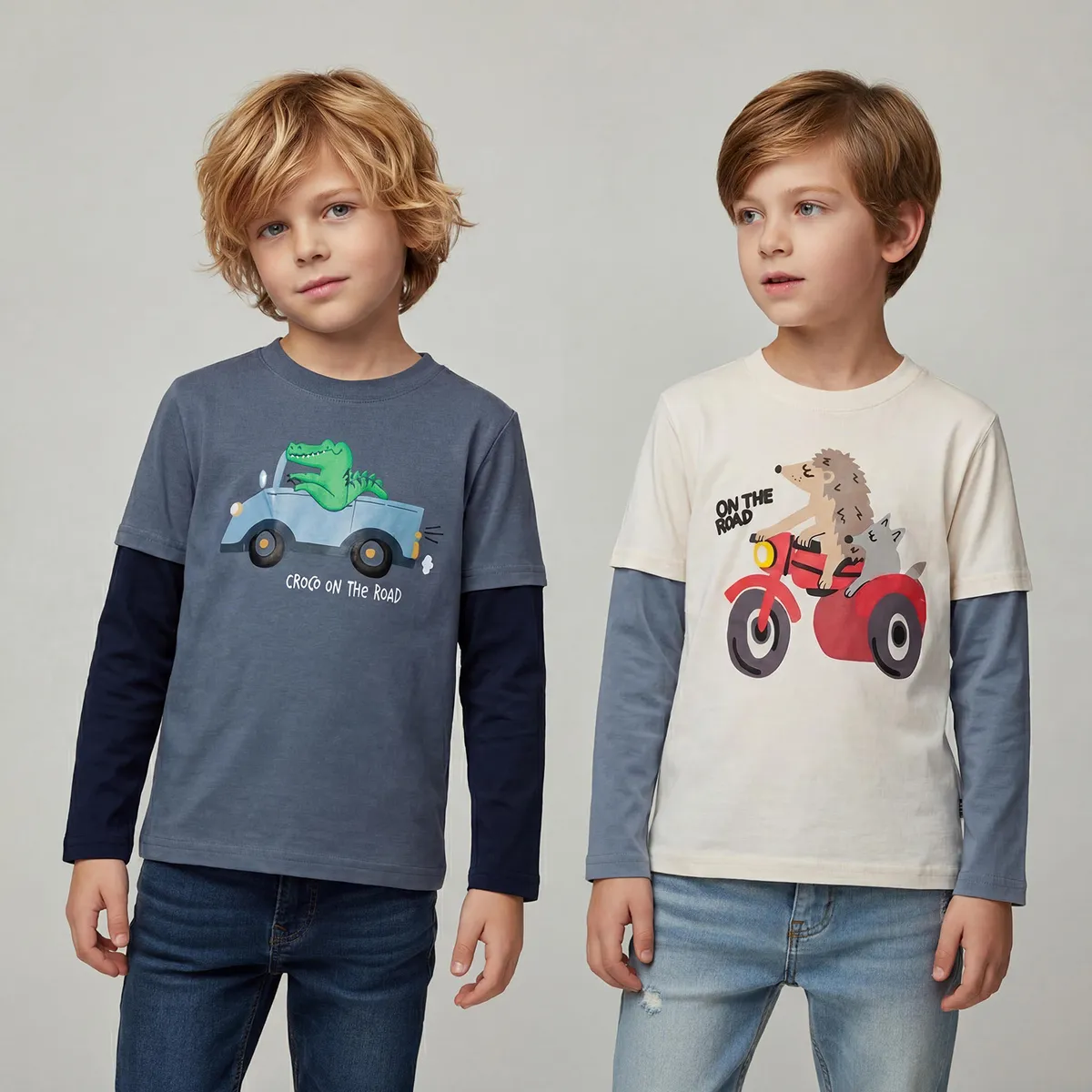 YAMP - Pack de 2 Poleras Niño Manga Larga Algodón Yamp