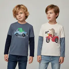 YAMP - Pack de 2 Poleras Niño Manga Larga Algodón
