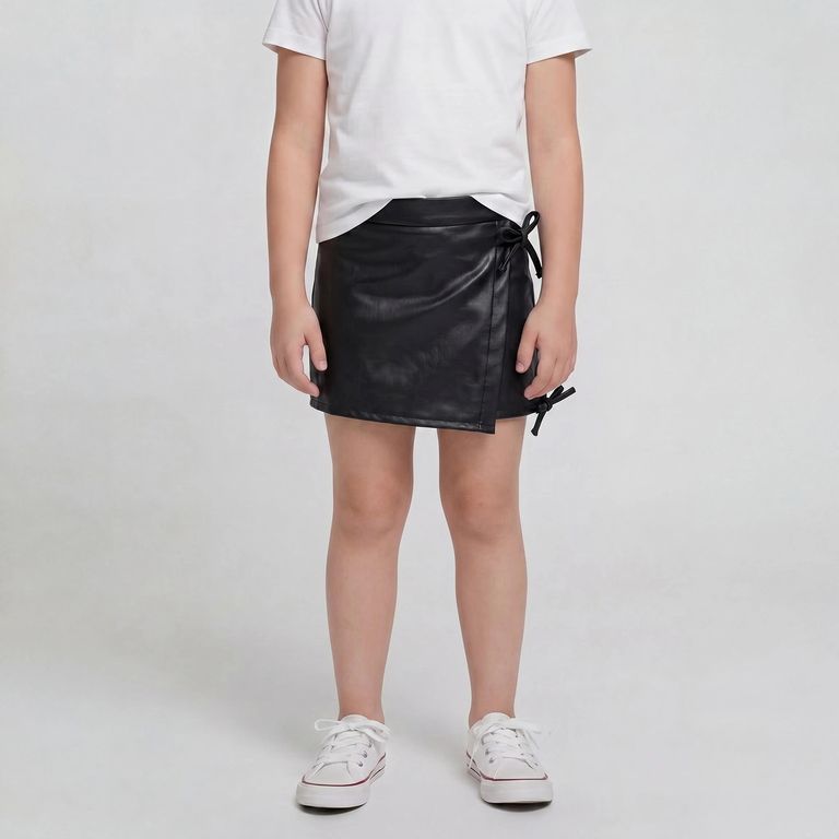 YAMP Falda Short Niña Efecto Cuero