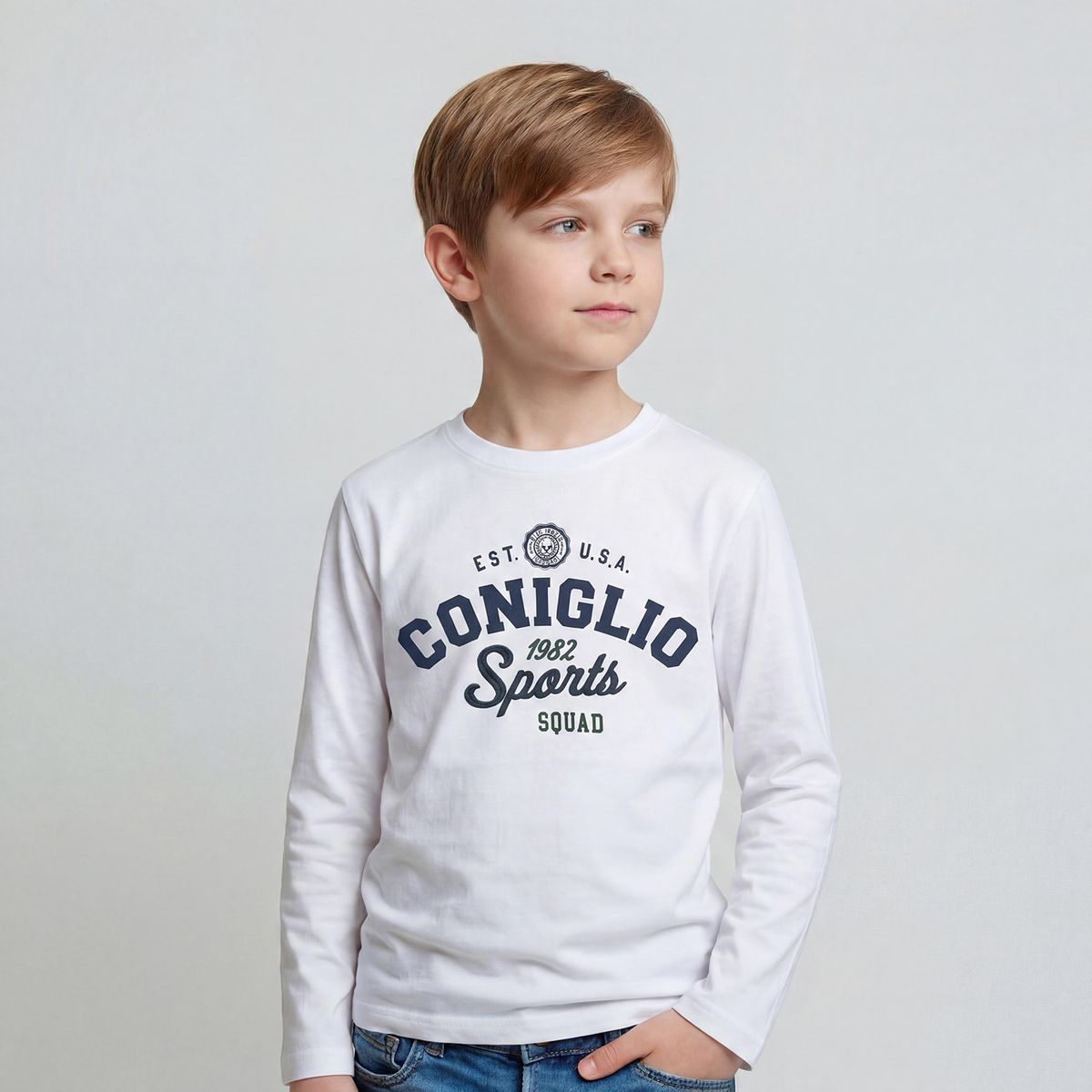 CONIGLIO - Polera Niño Manga Larga Algodón Coniglio