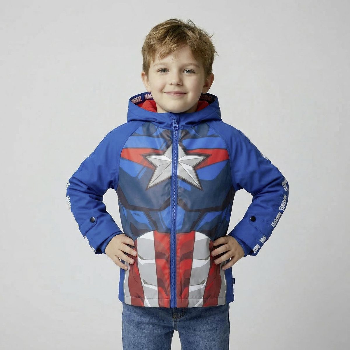 AVENGERS - Chaqueta Impermeable Niño Interior Polar Capitan America