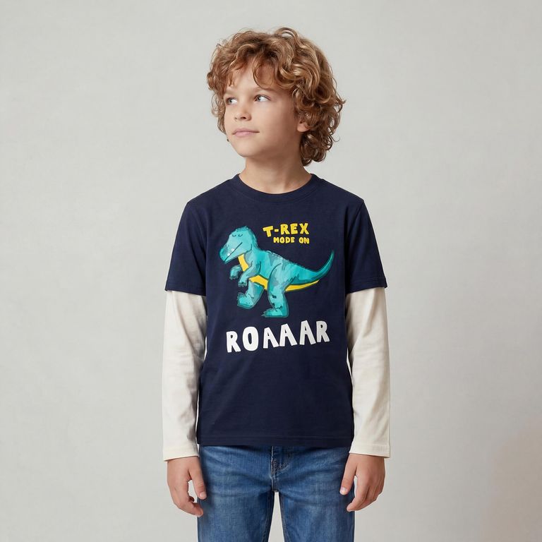 Polera Niño Manga Larga Algodón