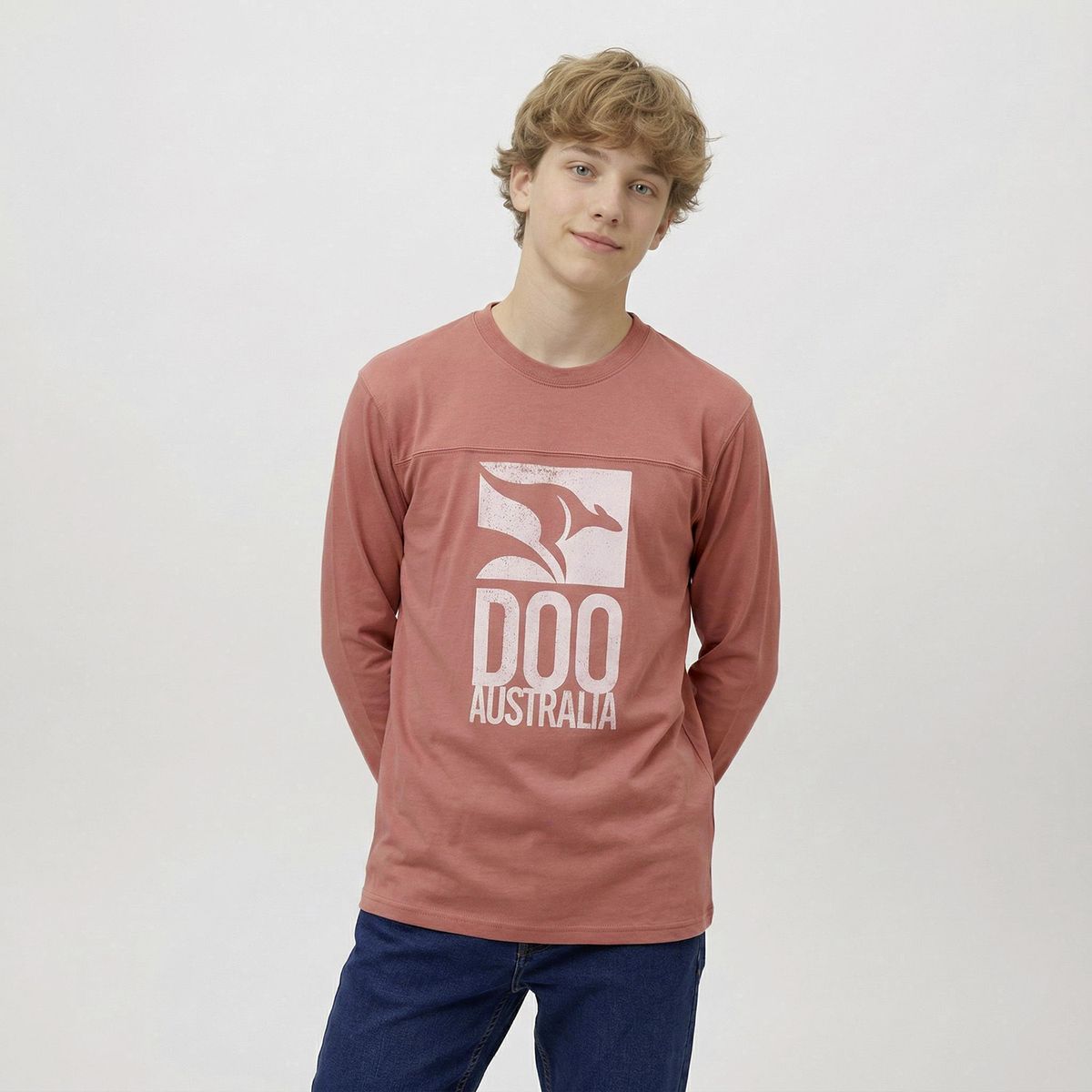 DOO AUSTRALIA - Polera Manga Larga Algodón Niño Naranjo Doo Australia