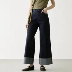 BASEMENT - Jeans Folded Wide Leg Mujer