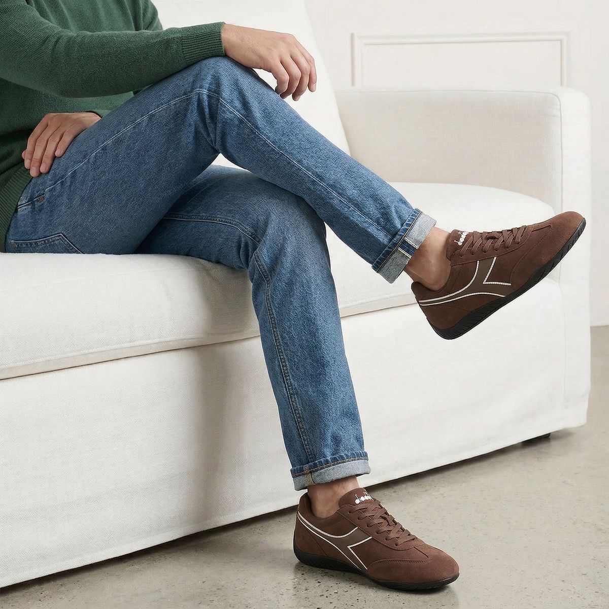 DIADORA - Veloza Zapatilla Urbana Hombre Cuero Café Diadora