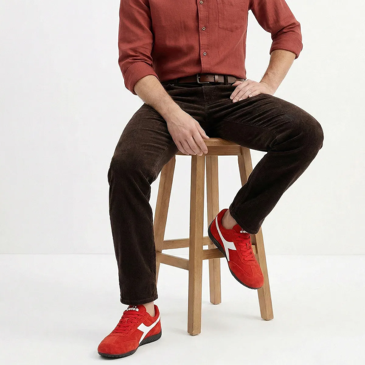DIADORA - Veloza Zapatilla Urbana Hombre Cuero Rojo Diadora