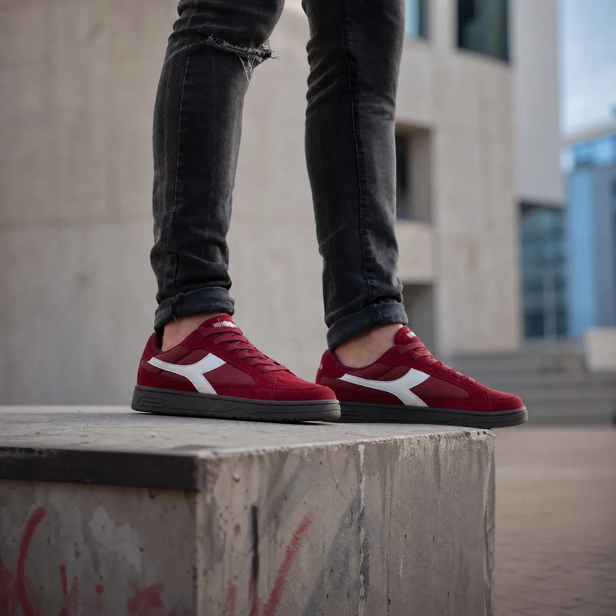 DIADORA - Chunk Zapatilla Urbana Hombre Cuero Rojo Diadora