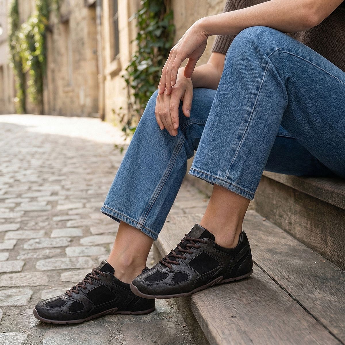 BASEMENT - Zapatilla Urbana Mujer Cuero Negro Basement