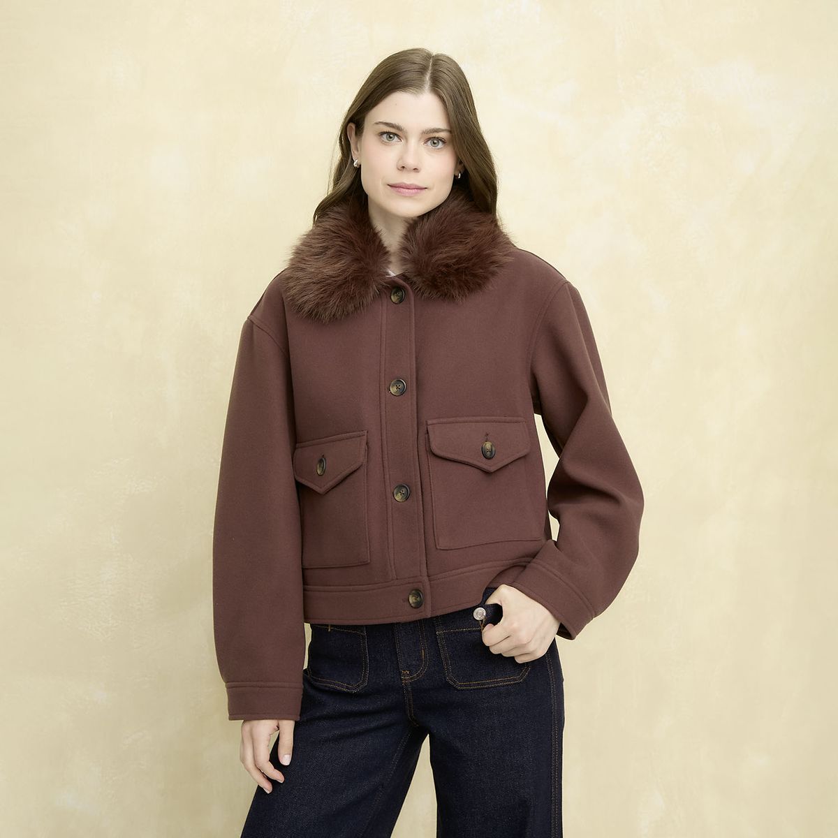 UNIVERSITY CLUB - Chaqueta Cuello Pelo Mujer University Club