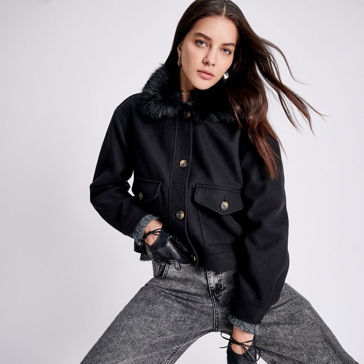 UNIVERSITY CLUB - Chaqueta Cuello Pelo Mujer University Club