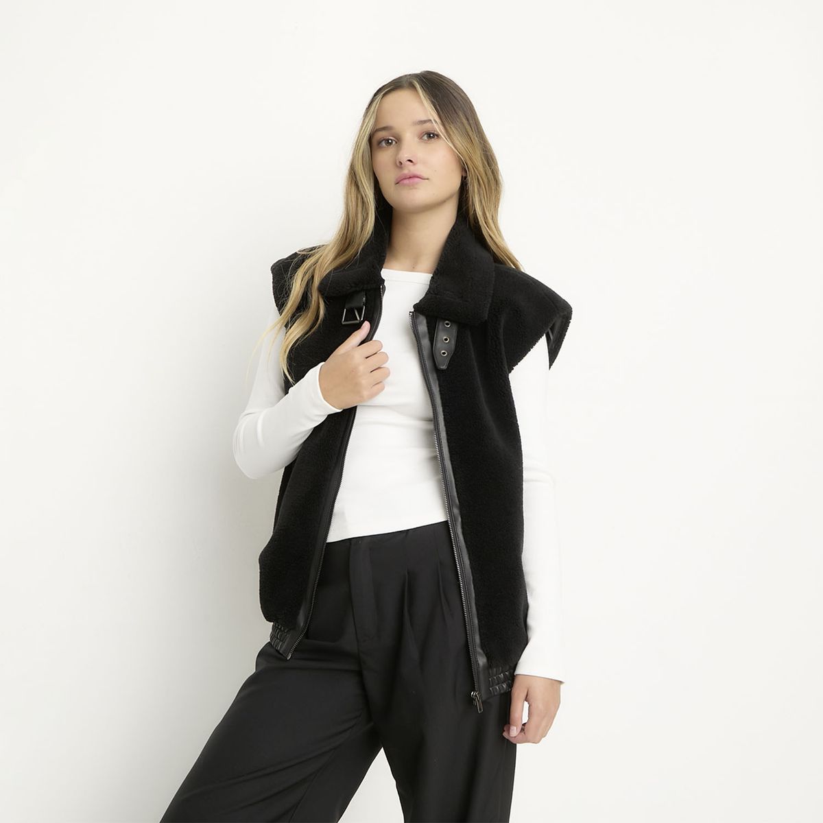 SYBILLA - Chaqueta Chiporro sin Mangas Mujer