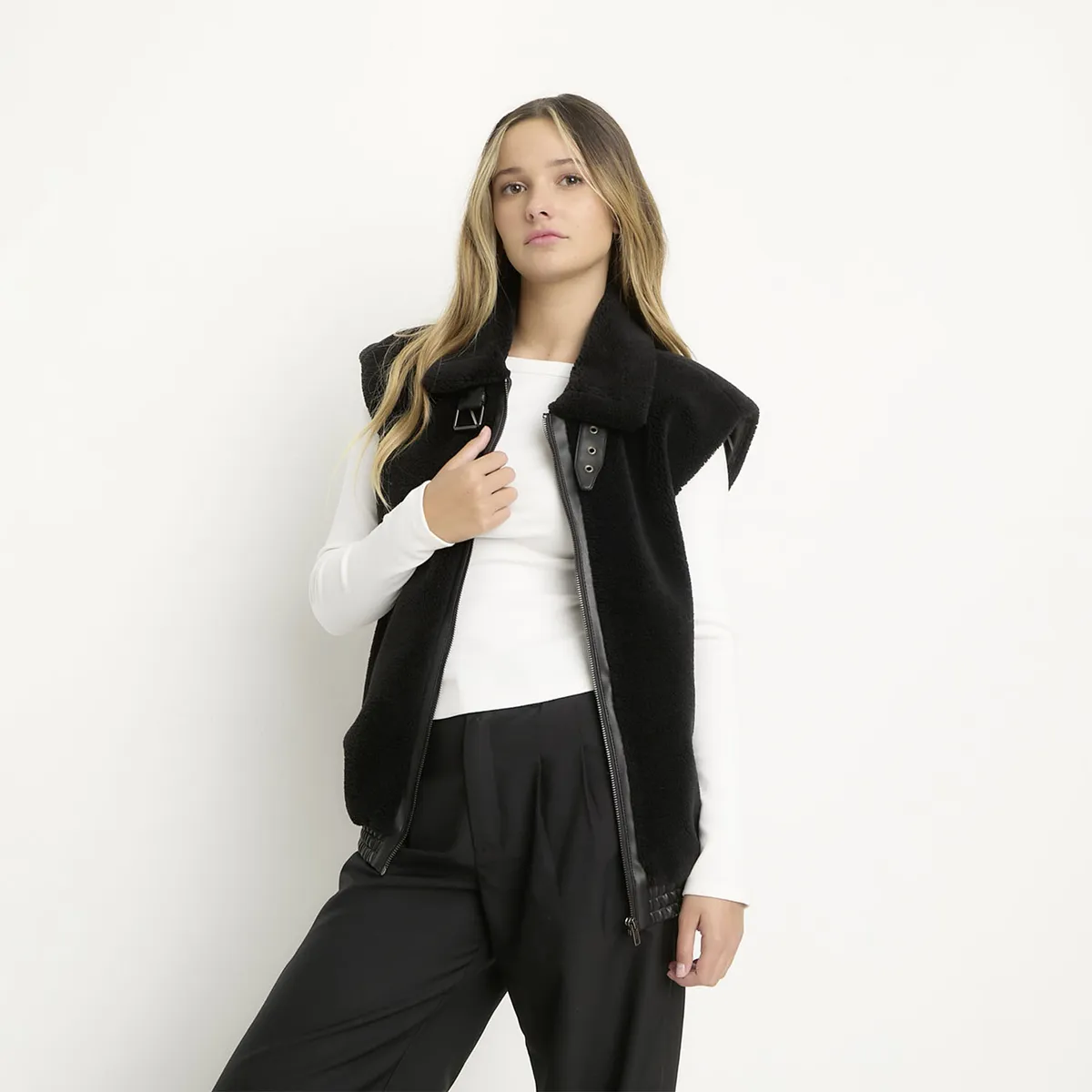 SYBILLA - Chaqueta Chiporro sin Mangas Mujer