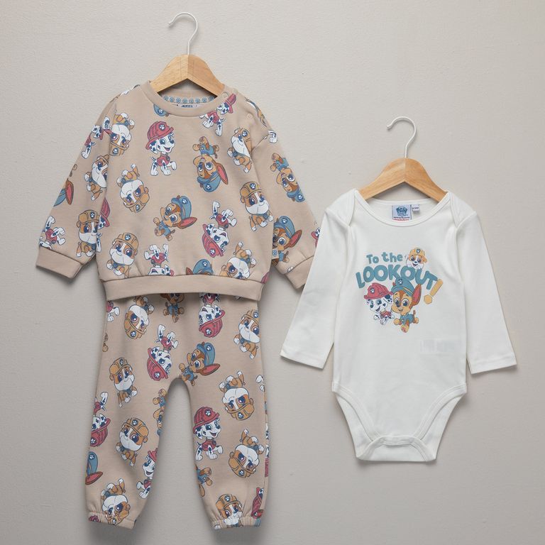 PAW PATROL Conjunto Bebe Poleron Más Pantalon De Buzo Y Body
