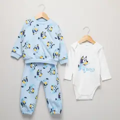 BLUEY - Conjunto Bebe Poleron Más Pantalon De Buzo Y Body