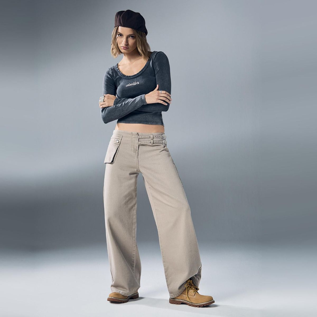 AMERICANINO - Jeans Parachute Baggy Tiro Medio Mujer Americanino