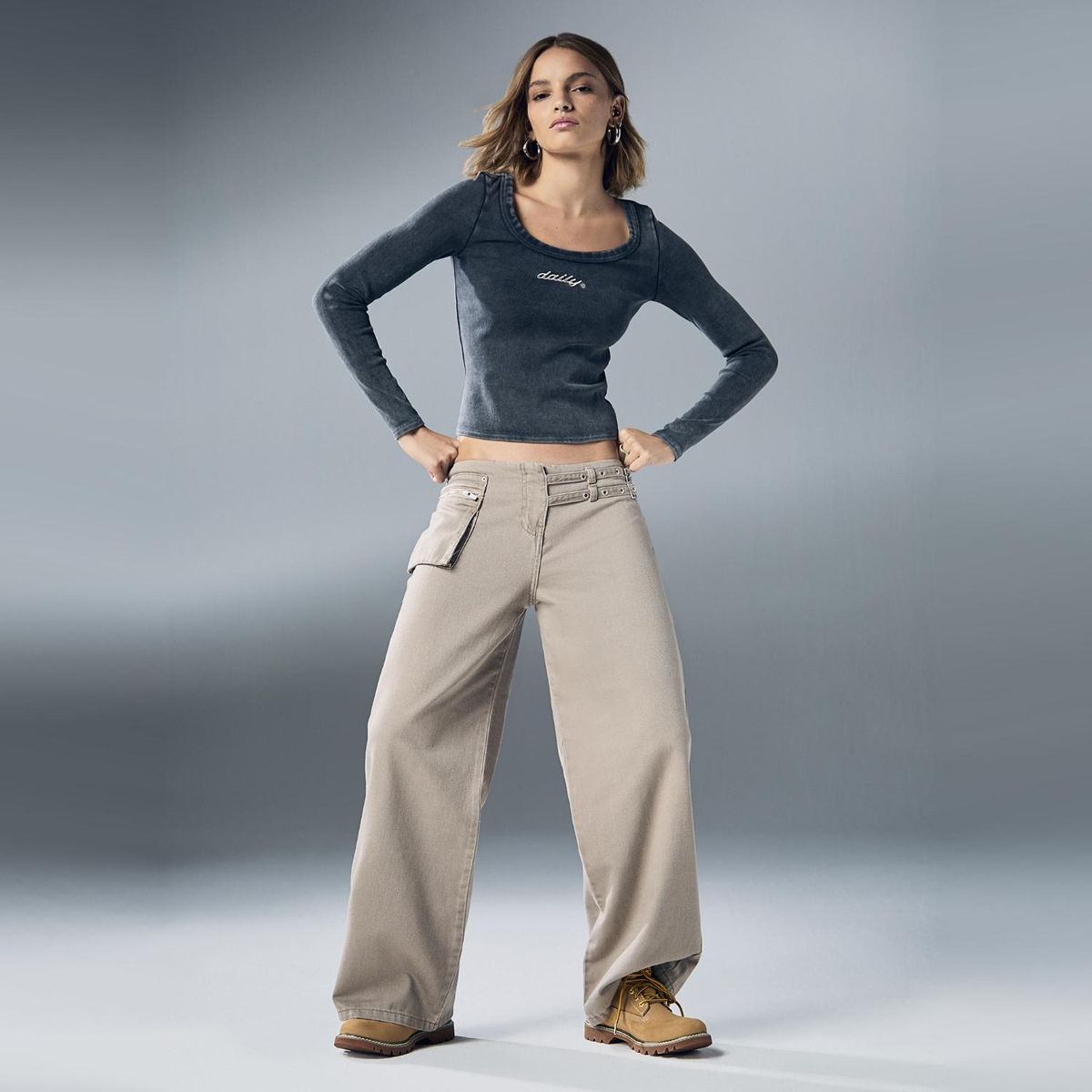 AMERICANINO - Jeans Baggy Tiro Medio Mujer Americanino