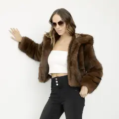 MOSSIMO - Abrigo Efecto Pelo Mujer