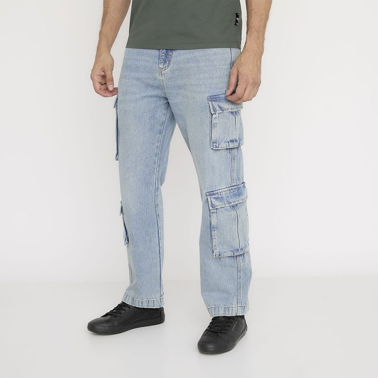 Jeans Bolsillos Cargo Hombre
