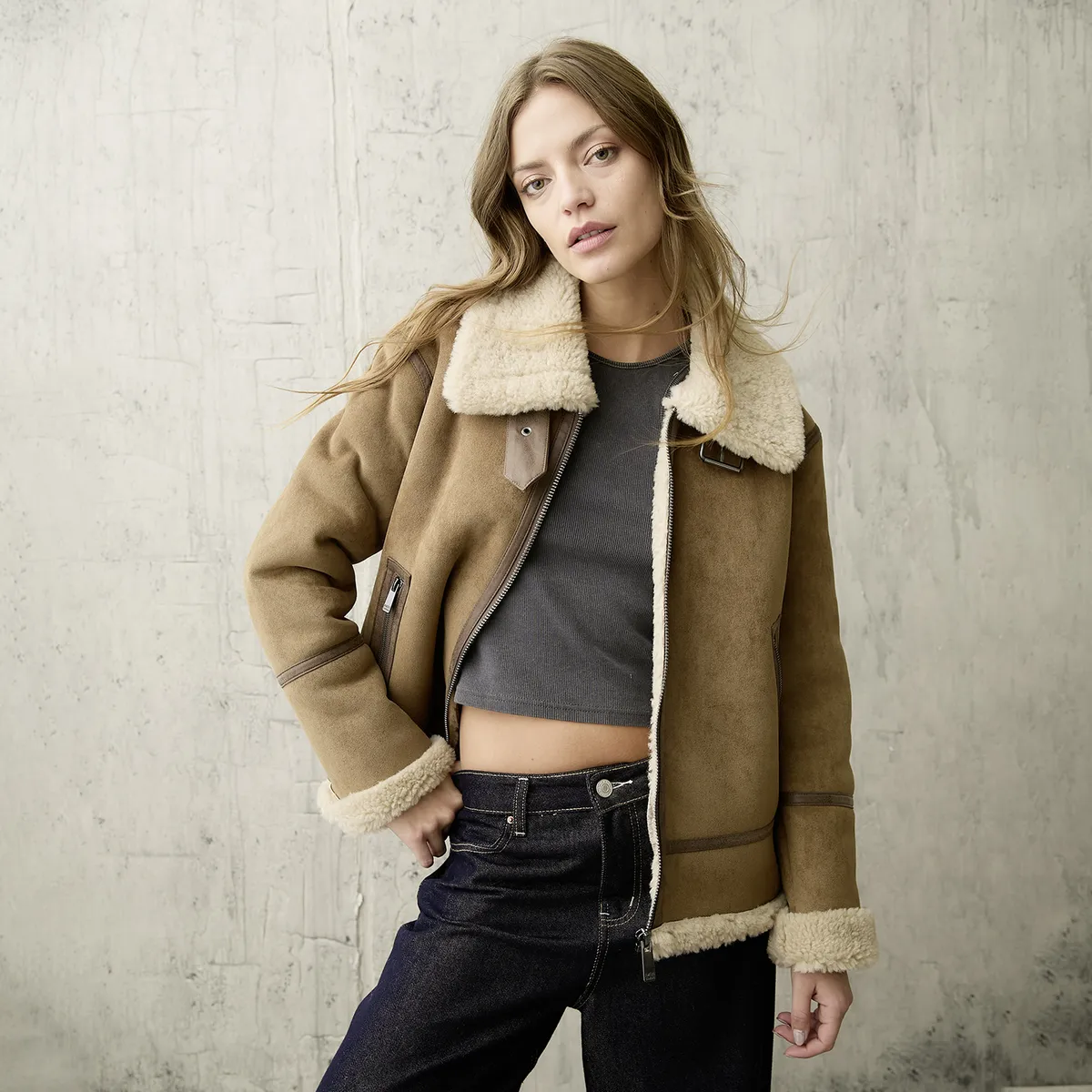 AMERICANINO - Chaqueta Efecto Pelo Mujer Americanino