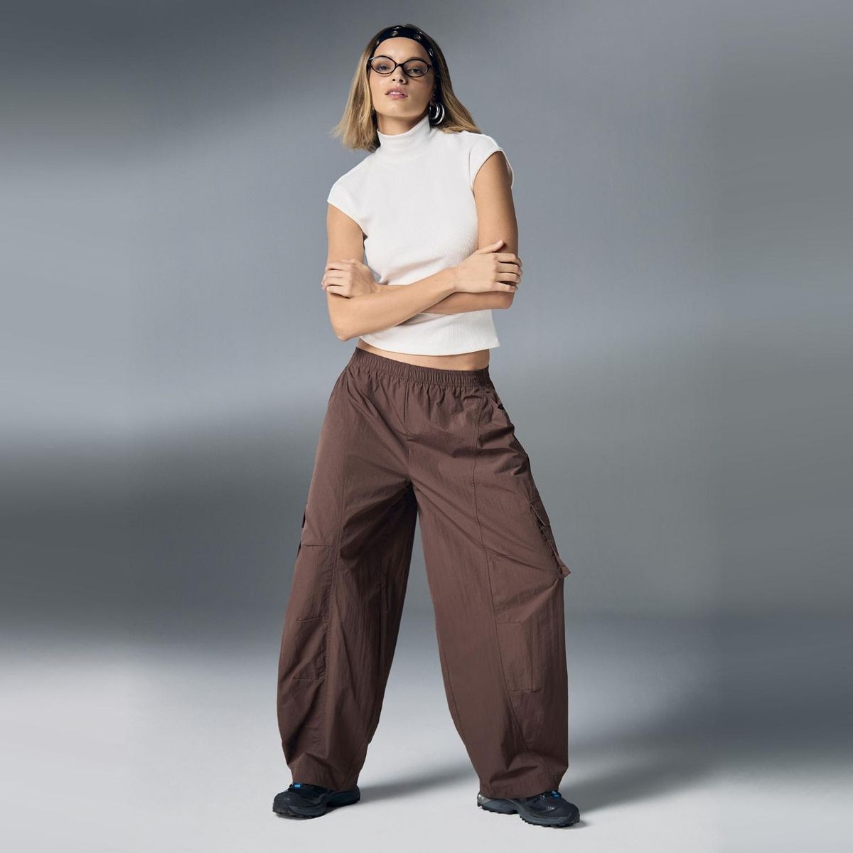 SYBILLA - Pantalón Cargo Parachute Tiro Medio Mujer Sybilla