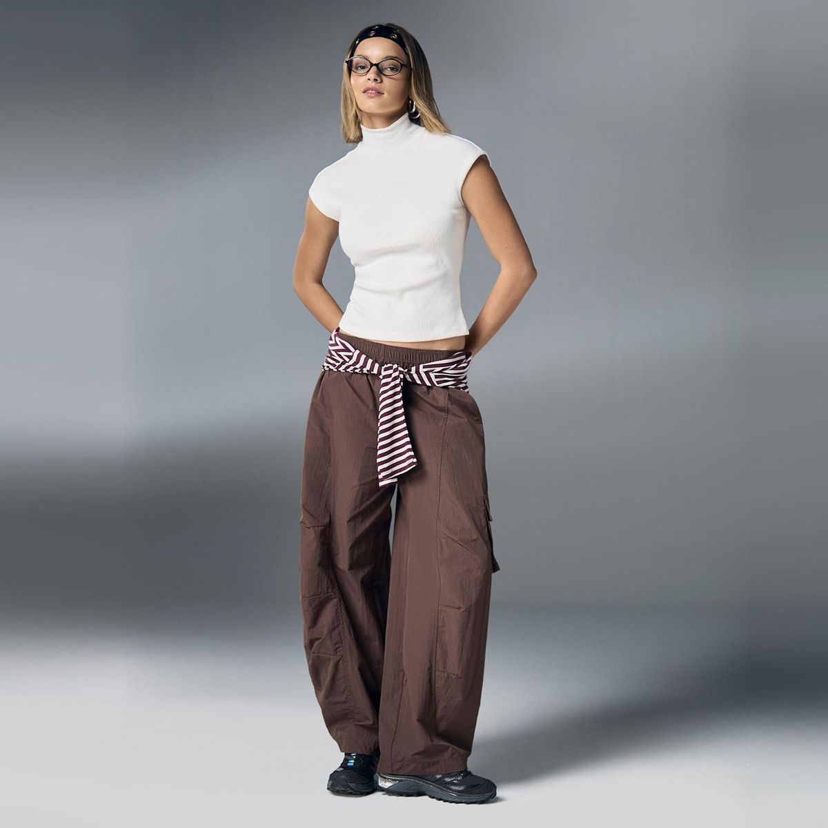 SYBILLA - Pantalón Cargo Parachute Tiro Medio Mujer Sybilla