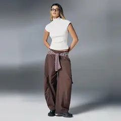 SYBILLA - Pantalón Cargo Parachute Tiro Medio Mujer