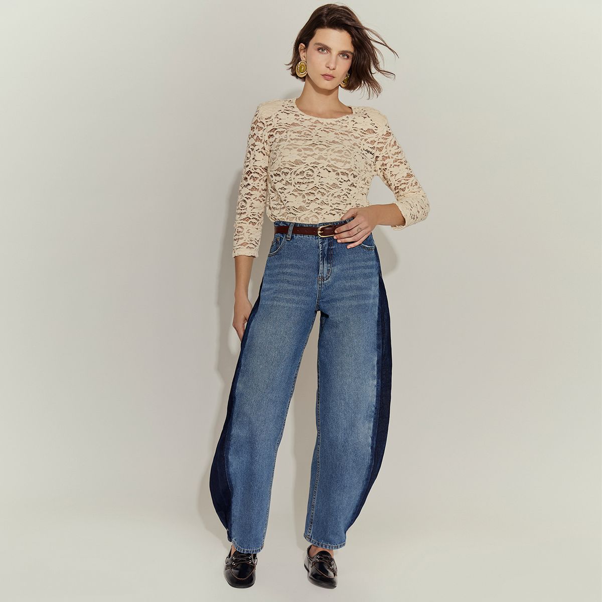 BASEMENT - Jeans Balloon Tiro Alto Mujer Basement