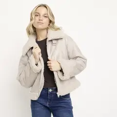 SYBILLA - Chaqueta Efecto Pelo Mujer