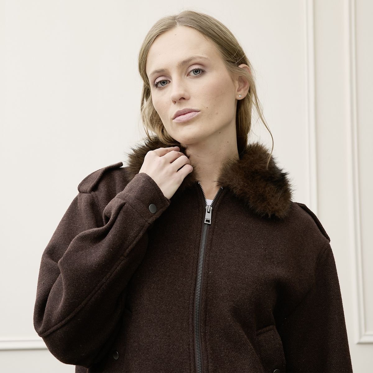 BASEMENT - Chaqueta Cuello Pelo Mujer Basement