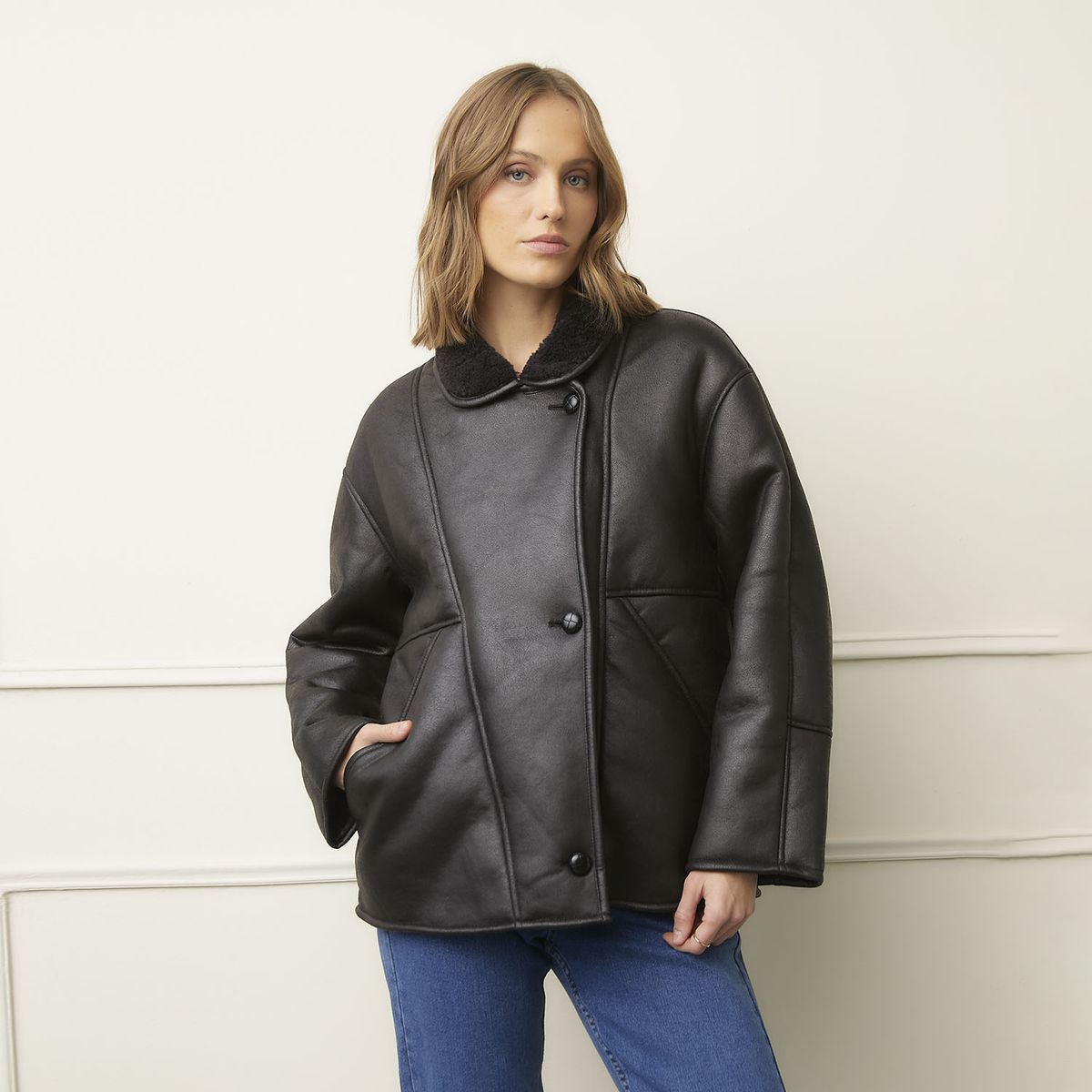 BASEMENT - Chaqueta Borreguito Mujer Basement