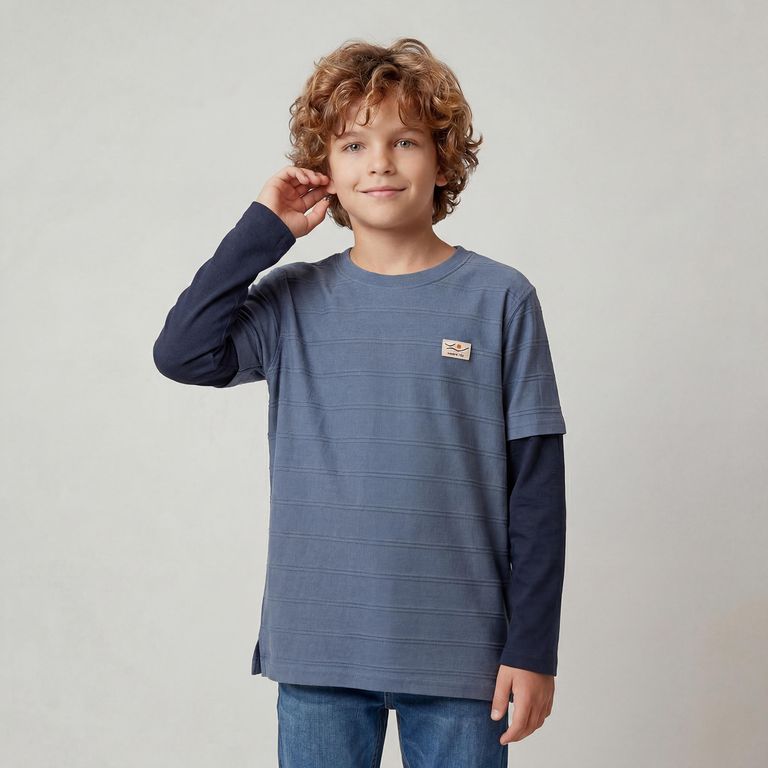 Polera Niño Manga Larga Algodón