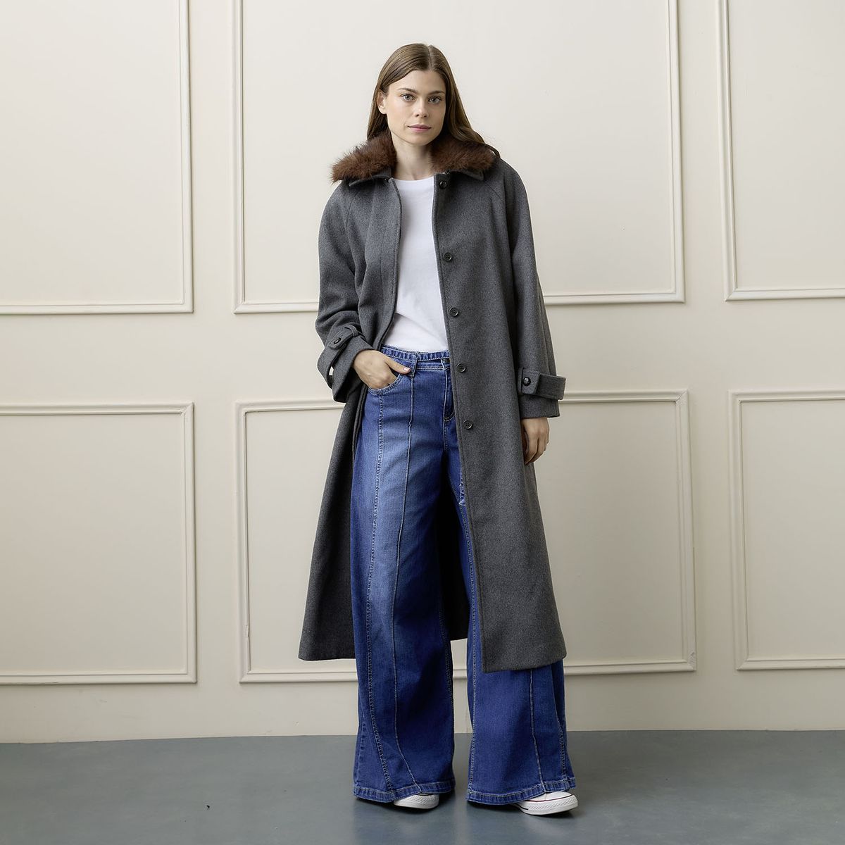 BASEMENT - Chaqueta Cuello Pelo Mujer Basement