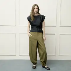 BASEMENT - Pantalón Balloon Tiro Alto Mujer