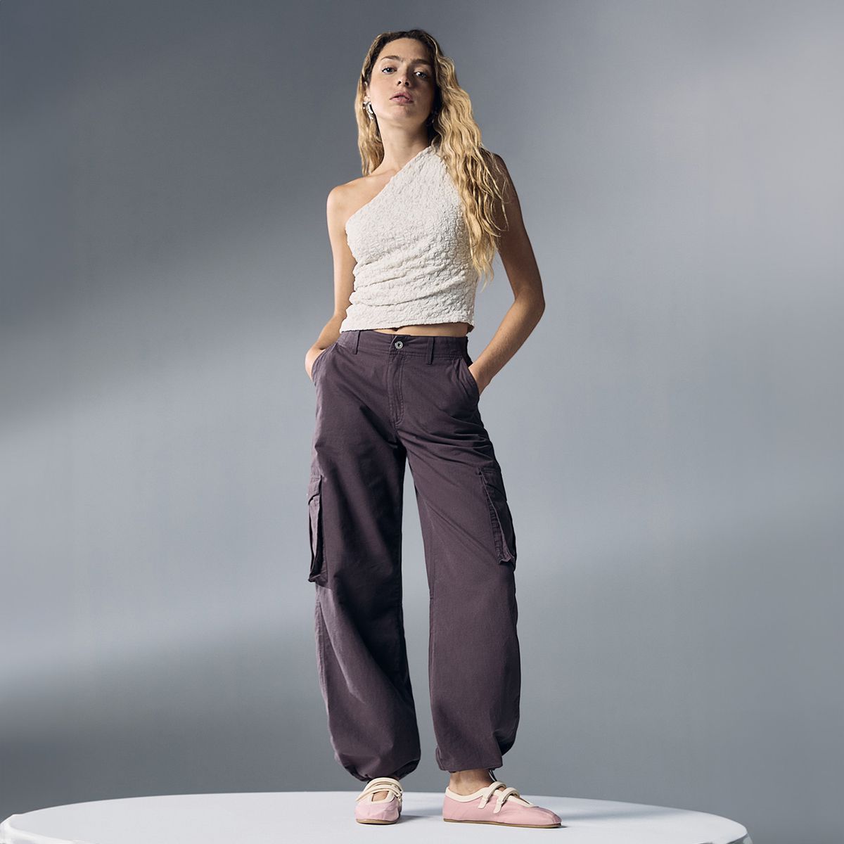 SYBILLA - Pantalón Cargo Tiro Medio Mujer Sybilla