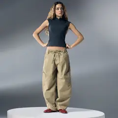 SYBILLA - Jeans Parachute Cargo Tiro Medio Mujer