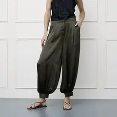 BASEMENT - Pantalón Balloon Tiro Medio Mujer