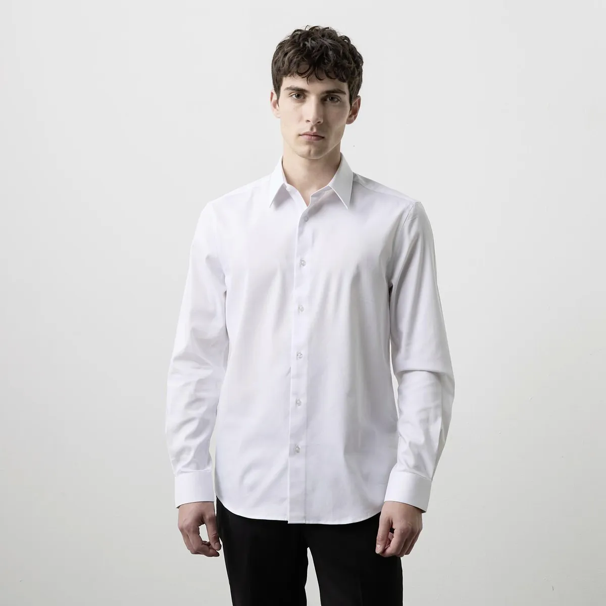 BASEMENT - Camisa Vestir Micro Líneas Slim Fit Hombre Basement