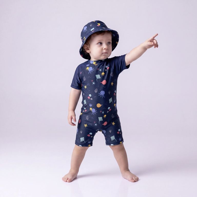 Trajes De Baño Más Gorro Bebé Niño