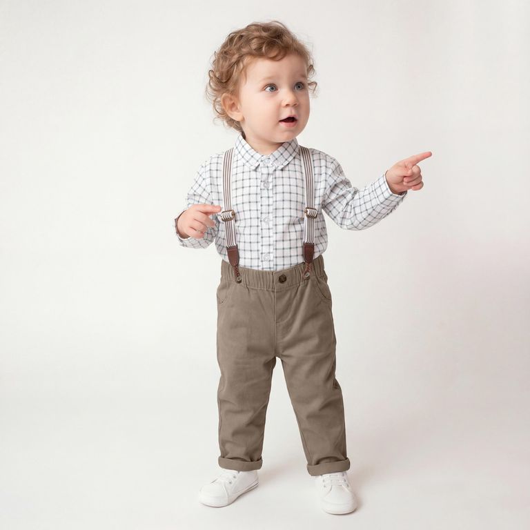 Conjunto Camisa + Pantalón Con Suspensores Bebé Niño